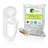 Rollina Gardinenhaken 8mm (100 Stück) | Gardinenröllchen für Schienen mit 3,5-4mm...