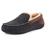 RockDove Herren Hausschuhe aus Memory-Schaum, Pantoffel in Mokassin Form, 44 EU, Schwarze