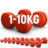 NEOLYMP Neopren Kurzhantel 2er Set (Rot 10 kg) – Weights Dumbbell Neopren...