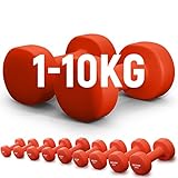 NEOLYMP Neopren Kurzhantel 2er Set (Rot 10 kg) – Weights Dumbbell Neopren...