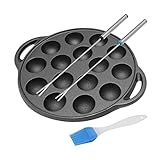 Takoyaki-Pfanne mit 15 Löchern, Gusseisen, strapazierfähig, antihaftbeschichtet,...