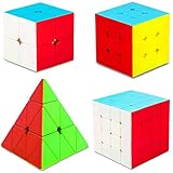 SISYS 4 Pack Zauberwürfel Set Speed Cube 2x2x2 + 3x3x3 + 4x4x4 + Pyraminx...