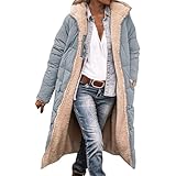 Daunenmantel Damen Lang, Kuscheljacke Damen Flauschig, Wintermantel Lang Warm...