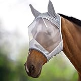 Harrison Howard CareMaster Pferde Fliegenmaske UV-Schutz mit Ohrenschutz Silber Warmblut...