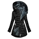 EMATOP Mantel Damen Winter Langarm Fleecejacke Warm Gefüttert Winterjacke Lange Elegant...