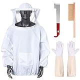 ZONSUSE Imker Schutzanzug mit Handschuhen und Bienenstockwerkzeugen, Edelstahl J...