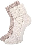 KB Socken Alpakasocken Wintersocken Wollsocken Alpakawolle mit Umschlag Damen 2...