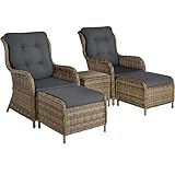 TecTake 800759 Alu Relaxsessel für Garten, Terrasse und Balkon, Poly Rattan...