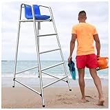 Lifeguard Beobachtungsstuhl Edelstahl Poolstuhl mit Schirmbefestigungsloch für...