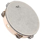 AKLOT 10'Tamburin Handtrommel 8 Paar zweireihige Metallglocke Jingles Buche Schlagzeug...
