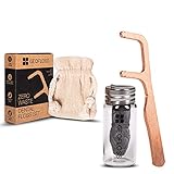 GEOFLOSS Zahnseide-Halter aus Kupfer, für nachhaltige Zahnseide mit Aktivkohle,...