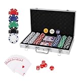 homeguru Pokerset inkl. 2X Pokerdecks, 5X Würfel, Dealer/Small Blind/Big Blind Button,...