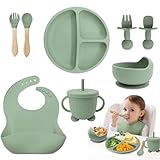 Baby Geschirrset - Silikon Kindergeschirr Set, Rutschfest Babygeschirr mit...