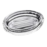 EPIGEIST Transparente Glas Seifenschale Oval mit Rillen für Badezimmer und Toilette...