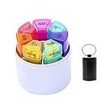 Tablettenbox 7 Tage 4 Fächer - Rund Pillenbox mit Kostenlosem Pillendose...