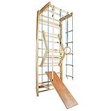 CCLIFE Sprossenwand Turnwand Gym Klettergerüst Holz Sportgerät Kletterwand mit Stange...