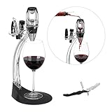 Relaxdays Deluxe Weinbelüfter Set, mit Ständer, Einschenkhilfe, Wein Öffner,...