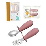Qkie Baby Löffel Und Gabel Baby Besteck Mit Aufbewahrungstasche Edelstahl Baby...