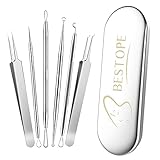 BESTOPE Mitesserentferner Komedonenquetscher Set Pinzetten Set mit Metall-Box...