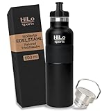 HiLo sports 600 ml Fahrradflasche Edelstahl Isoliert - Für Kunststoff...