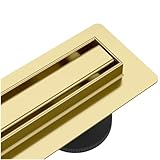 AQUAUNO Slim Edelstahl-Duschrinne 60 cm Gold – extra schmal – hohe Ablaufleistung (49...