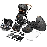 LIONELO Amber Kinderwagen 3 in 1 Kombikinderwagen Set sportlicher Sitz fester...