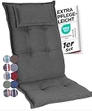 gardisun Gartenstuhlauflagen Hochlehner mit Kopfteil I Extra Dicke Sitzauflagen I Made in...