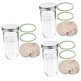 TOPBATHY 3 Sätze Gärtank Aus Glas Gärbehälter Keimglas-kit Soßenflaschen Hafer Formel...