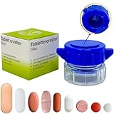 LisaCare Tablettenmörser drehen & Tabletten zerkleinern - Pillendose klein im Deckel -...