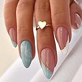 IOSPKKIO® 24 Stück French Press on Nails, Mandelform, tragbare Maniküre mit Kleber,...