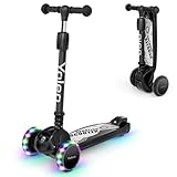 YOLEO Kinderoller Kinderscooter Dreiradscooter mit LED Räder, Reaktionsschnelle Bremsen,...