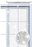 wometo Faden-Vorhang Glitzer-Vorhang oekoTex 90x245 cm - weiß-Silber glänzender Deko...