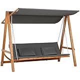 Outsunny Hollywoodschaukel mit Bettfunktion 3-Sitzer Gartenschaukel mit Dach...