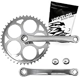 LOEVELOSI 1-Fach Fahrrad Kurbel verstärkter Stahl Crank Set Silber mit 46...