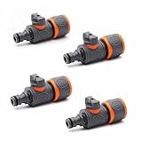 Schlauchkupplung mit Regulierventil, Gartenschlauchverbinder, 4er-Pack Schlauchverbinder...