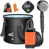 Rsaoty Campingdusche mit Pumpe, 3000mAh Campingdusche Akku Camping,Mobile Duschen...