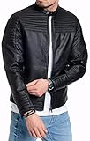 JACK & JONES Herren Kunstlederjacke - Biker Jacke schwarz (Schwarz (Black...