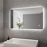 ELEGANT LED Spiegel mit Beleuchtung Badspiegel 100 x 60 cm kaltweiß IP44 Badezimmer...