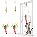FYNIGO 2 Stück Katzenspielzeug Selbstbeschäftigung Hängende Türrahmen Elastische Maus...