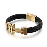 Herren Damen Armband Trend Kreativ Titan Stahl Armband Retro Leder Herren Lederband...