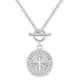 BONNYBIRD® Kompass Kette Silber - Edelstahl Kette Kompass Anhänger Kette mit...