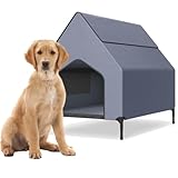 NAIZY 2-in-1 Hundehütte L Größe Kundehütte Outdoor, 130 x 84 x 104 cm Hundebett aus...