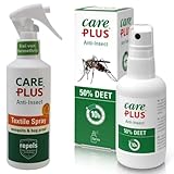 Care Plus Insektenschutz Bundle – DEET Mückenspray 50 % + Textilspray mit Icaridin...