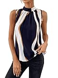 GORGLITTER Ärmellose Bluse Mit Farbblock Damen Bluse Blusentop Mit Schleife...