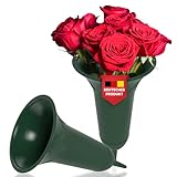 2 Stück Oramics Grabvase mit Erdspieß zum Stecken 26 cm – Blumenvase aus recyceltem...