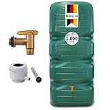 GARANTIA CUBUS Regentonne Komplett-Set 1000L Dunkelgrün – Gartentank mit Auslaufhahn +...