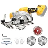 Akku Kreissäge kompatibel mit Dewalt 20V, Mini Handkreissäge mit 3 Sägeblättern,...
