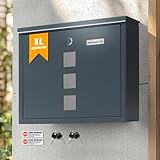Zedelmaier XL personalisiert Briefkasten mit Edelstahl Namensschild Anthrazit...