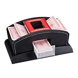 Relaxdays , schwarz Kartenmischer Elektrisch, Leder, 2 Decks, Mischgerät zum...
