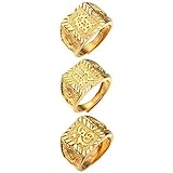JewelryWe Schmuck 3pcs Herren-Ring Vergoldet Reich/Glück/Reichtum Band...